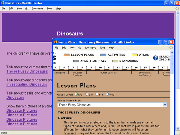 Screenshot of a project page aimed for kindergarten students